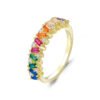 Emerald Cut Rainbow Cubic Zirconia Cross Design Ring