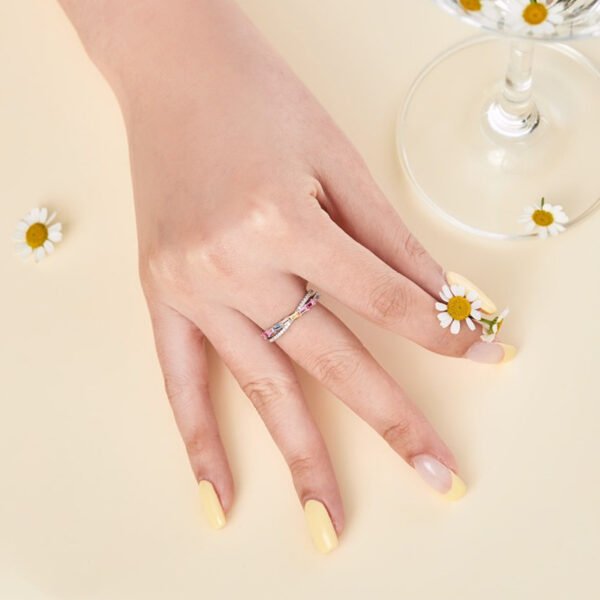 Emerald Cut Rainbow Cubic Zirconia Crossover Ring