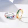Emerald Cut Rainbow Cubic Zirconia Curved Ring