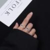 Emerald Cut Rainbow Cubic Zirconia Curved Ring