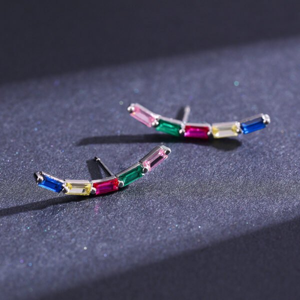 Emerald Cut Rainbow Cubic Zirconia Earrings