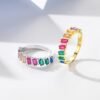 Emerald Cut Rainbow Cubic Zirconia Fine Ring