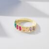 Emerald Cut Rainbow Cubic Zirconia Fine Ring