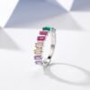 Emerald Cut Rainbow Cubic Zirconia Fine Ring