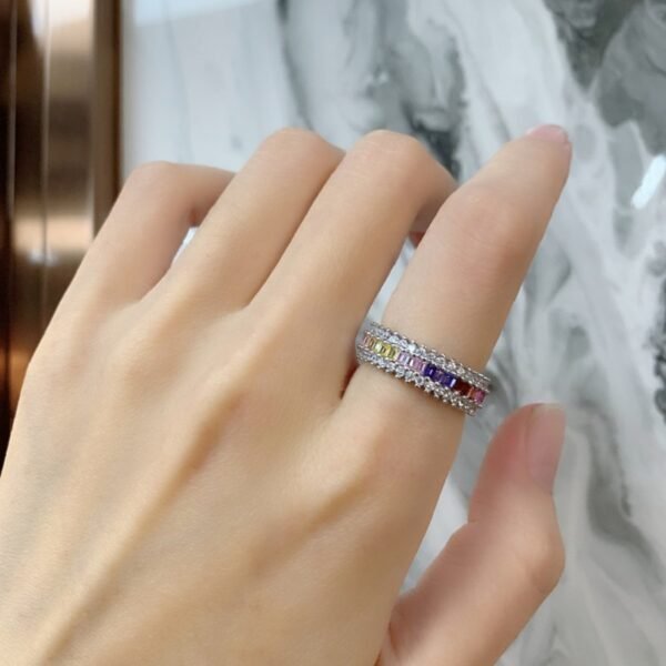 Emerald Cut Rainbow Cubic Zirconia Full Band