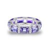 Emerald Cut Rainbow Cubic Zirconia Gear Band