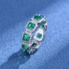 Emerald Cut Rainbow Cubic Zirconia Halo Bezel Ring