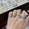 Emerald Cut Rainbow Cubic Zirconia Halo Bezel Ring