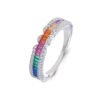 Emerald Cut Rainbow Cubic Zirconia Halo Ring