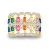 Emerald Cut Rainbow Cubic Zirconia Heart Shaped Band