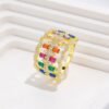 Emerald Cut Rainbow Cubic Zirconia Heart Shaped Band