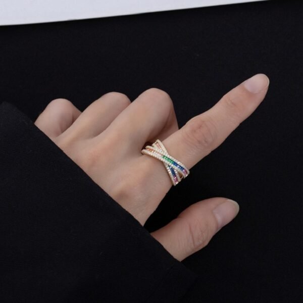 Emerald Cut Rainbow Cubic Zirconia Infinite Ring