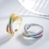 Emerald Cut Rainbow Cubic Zirconia Infinite Ring