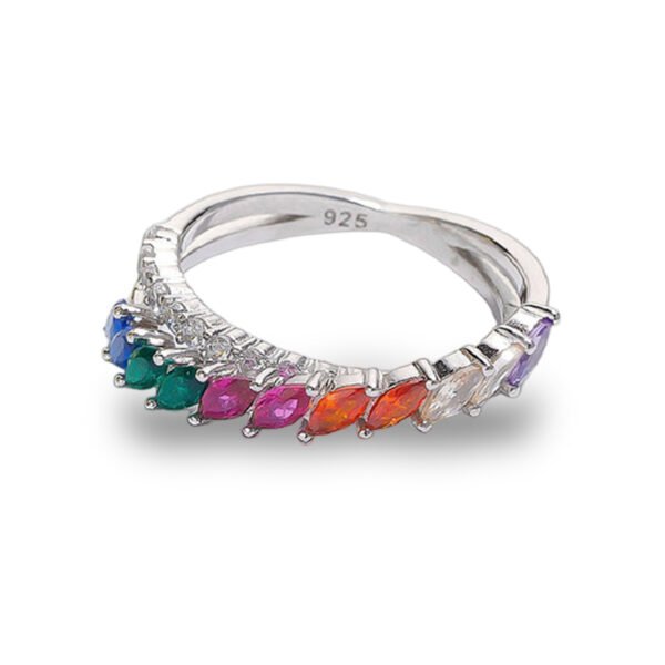 Emerald Cut Rainbow Cubic Zirconia Infinite Ring