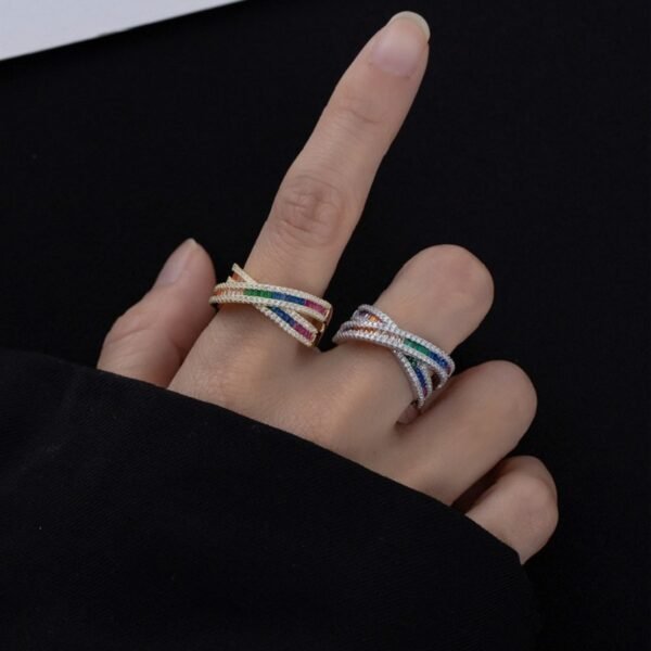 Emerald Cut Rainbow Cubic Zirconia Infinite Ring
