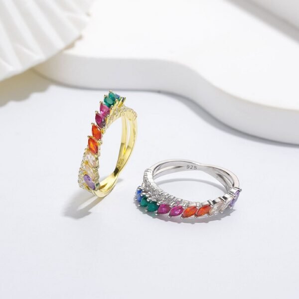 Emerald Cut Rainbow Cubic Zirconia Infinite Ring