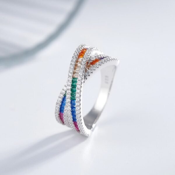 Emerald Cut Rainbow Cubic Zirconia Infinite Ring