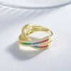 Emerald Cut Rainbow Cubic Zirconia Infinite Ring
