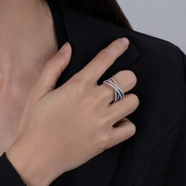 Emerald Cut Rainbow Cubic Zirconia Infinite Ring