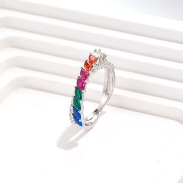 Emerald Cut Rainbow Cubic Zirconia Infinite Ring