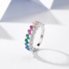 Emerald Cut Rainbow Cubic Zirconia Layer Ring