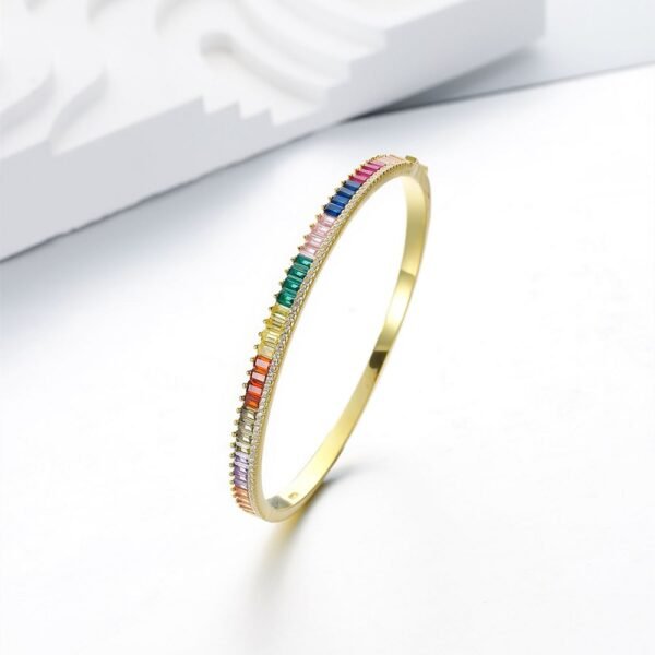 Emerald Cut Rainbow Cubic Zirconia Pave Bracelet