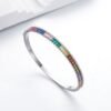 Emerald Cut Rainbow Cubic Zirconia Pave Bracelet