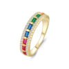 Emerald Cut Rainbow Cubic Zirconia Pave Ring