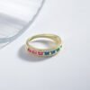 Emerald Cut Rainbow Cubic Zirconia Pave Ring