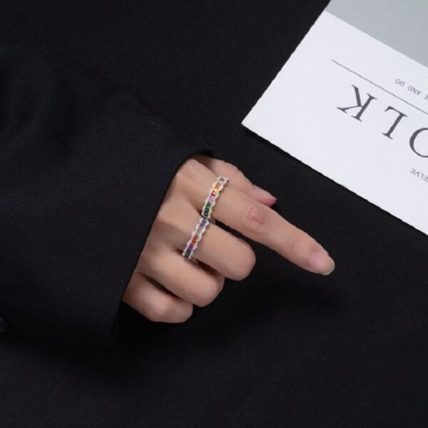 Emerald Cut Rainbow Cubic Zirconia Statement Ring