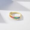 Emerald Cut Rainbow Cubic Zirconia Statement Ring