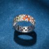 Emerald Cut Rainbow Cubic Zirconia Thick Band