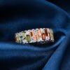 Emerald Cut Rainbow Cubic Zirconia Thick Band