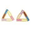 Emerald Cut Rainbow Cubic Zirconia Triangle Earrings