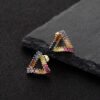 Emerald Cut Rainbow Cubic Zirconia Triangle Earrings