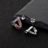 Emerald Cut Rainbow Cubic Zirconia Triangle Earrings