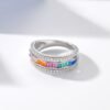 Emerald Cut Rainbow Cubic Zirconia Twist Ring