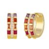 Emerald Cut Round Rainbow Layer Hoop Earrings
