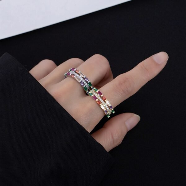 Emerald and Marquise Cut Rainbow Layer Ring