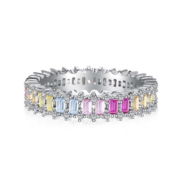 Eternal Emerald Cut Rainbow Cubic Zirconia Ring