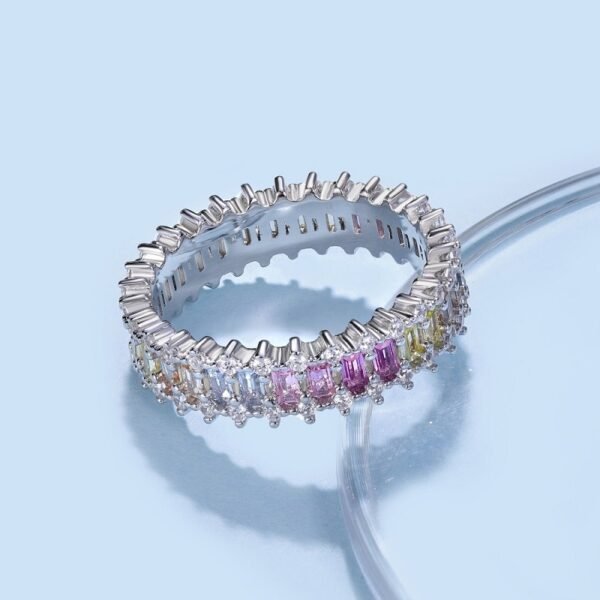 Eternal Emerald Cut Rainbow Cubic Zirconia Ring