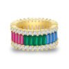 Extended Emerald Cut Rainbow Cubic Zirconia Band
