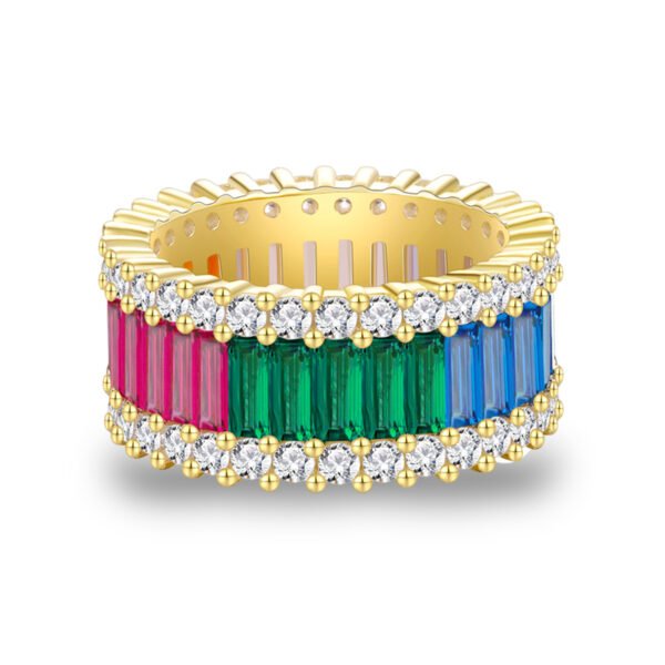 Extended Emerald Cut Rainbow Cubic Zirconia Band