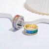 Extended Emerald Cut Rainbow Cubic Zirconia Band
