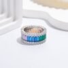 Extended Emerald Cut Rainbow Cubic Zirconia Band