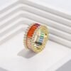 Extended Emerald Cut Rainbow Cubic Zirconia Band