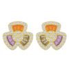 Fan Blade Rainbow Cubic Zirconia Drop Earrings