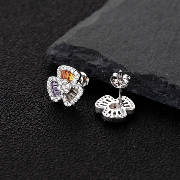 Fan Blade Rainbow Cubic Zirconia Drop Earrings