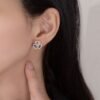 Fan Blade Rainbow Cubic Zirconia Drop Earrings
