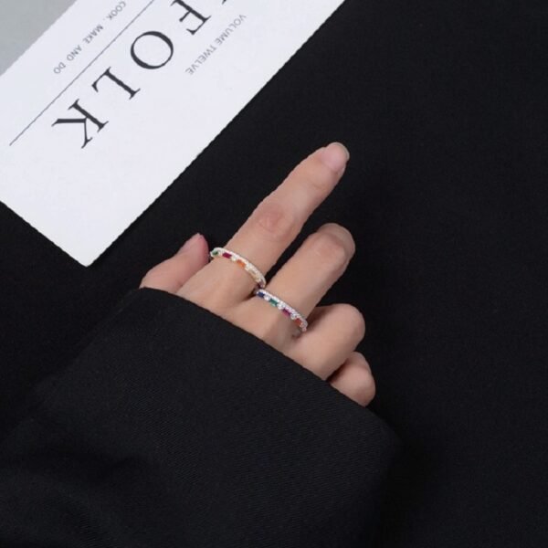 Fashion Emerald Cut Rainbow Cubic Zirconia Ring